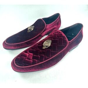 Kurt Geiger Men's Velvet Slip On‎ Loafers Size US 8.5 EUR 41 Wine Red Quilted
